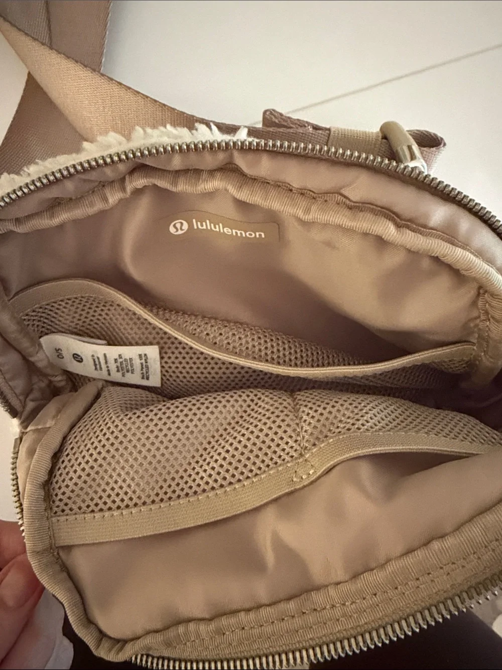 lululemon athletica Cream Sherpa Crossbody Bag
